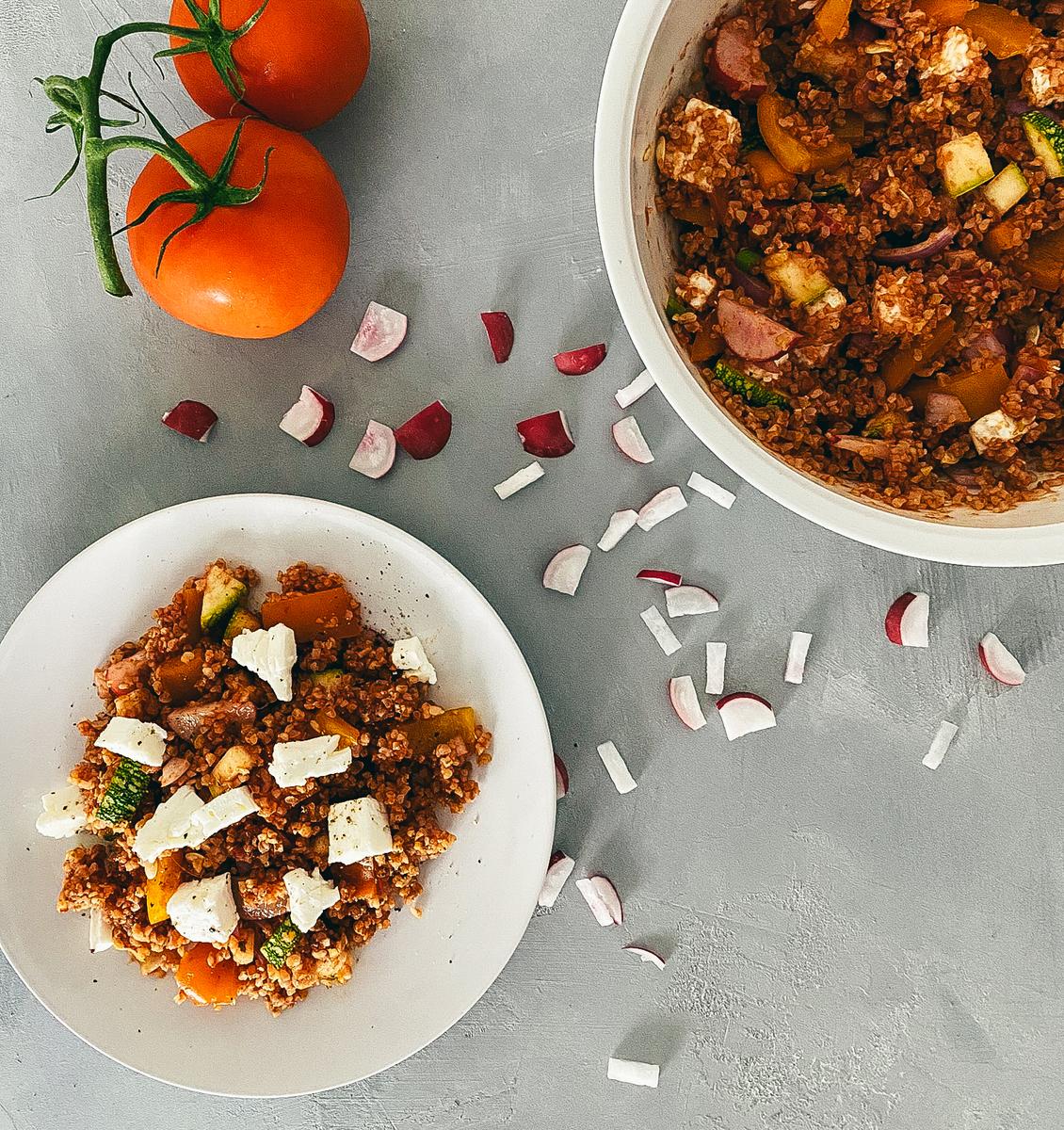 Rezeptbild: Einfacher Bulgursalat mit Feta