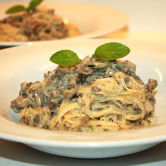 Rezeptbild: Spaghettini mit Pilzen und Rinderhack