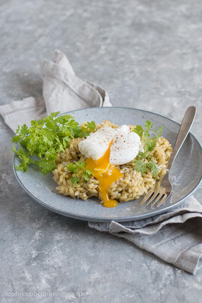 Rezeptbild: Kerbel-Zitronen-Risotto mit pochiertem Ei