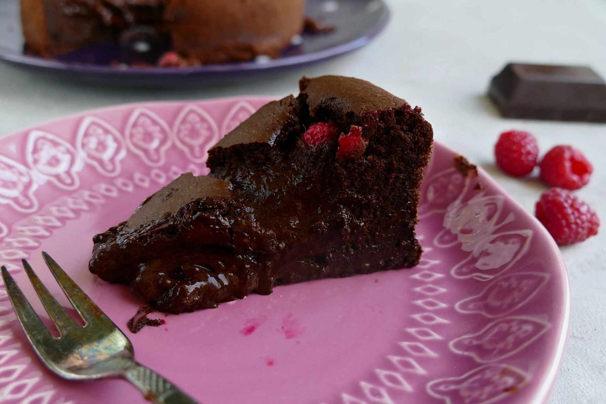 Rezeptbild: Schokoladenkuchen mit Himbeeren