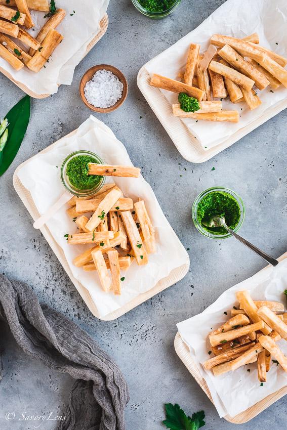 Rezeptbild: Maniok-Pommes mit Bärlauch Salsa Verde