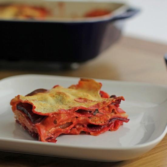 Rezeptbild: Rote Bete Räucherlachs Lasagne