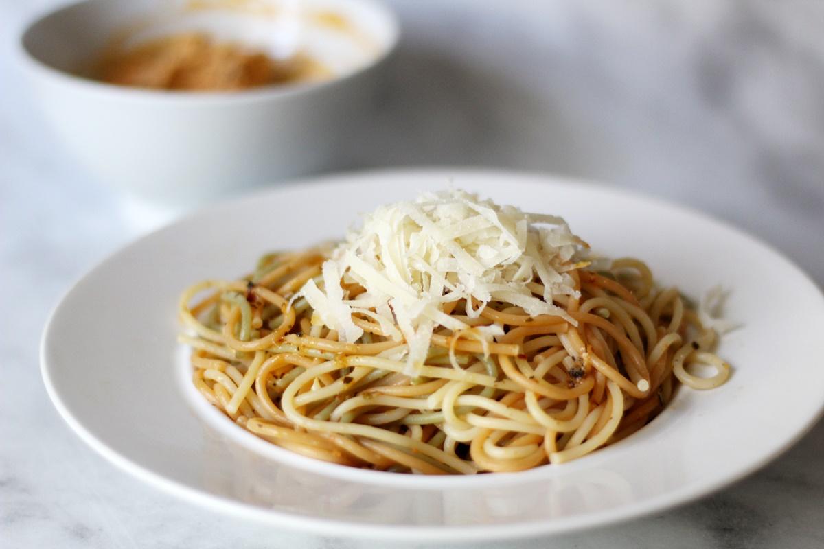 Rezeptbild: Spaghetti Tricolore mit Pasta-Butter