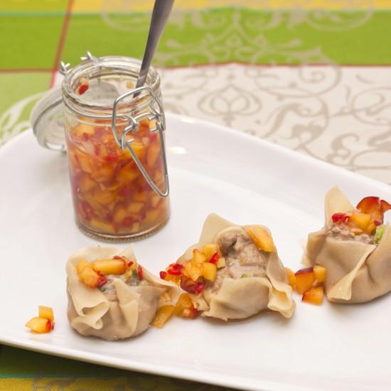 Rezeptbild: Enten Dim Sum mit Pfirsichsalsa