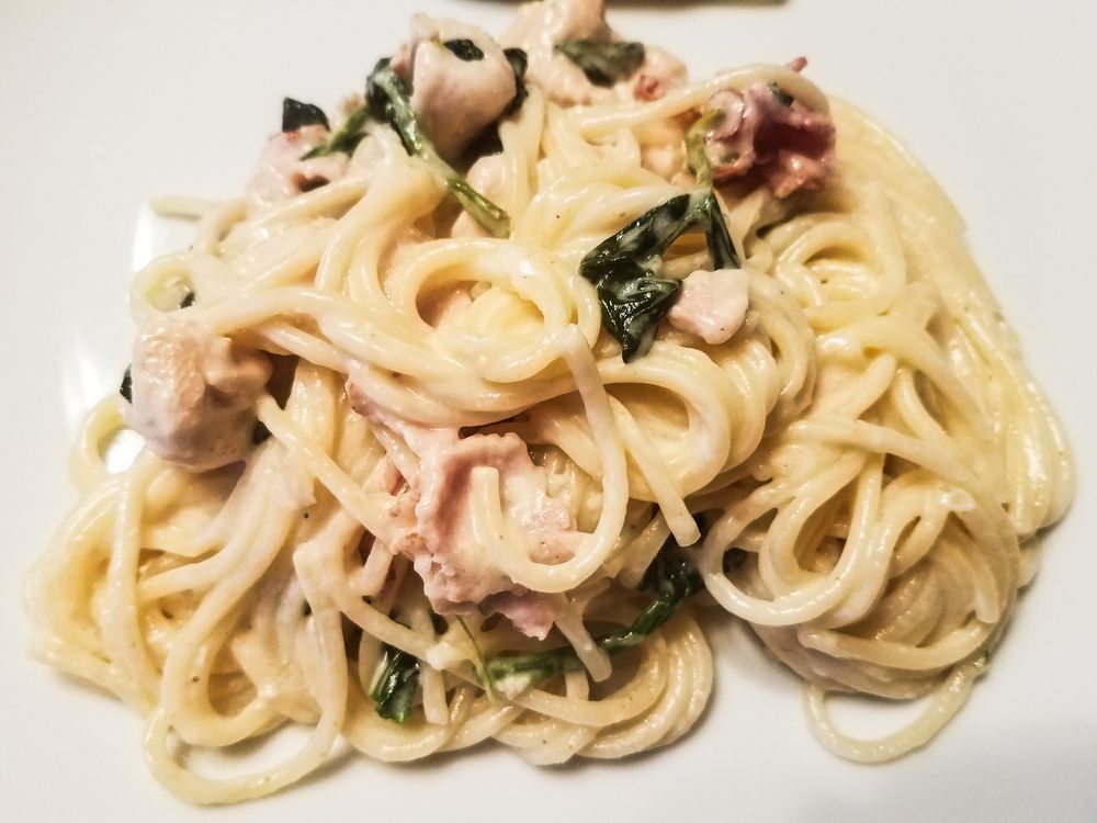 Rezeptbild: Spaghetti mit Speck und Huhn