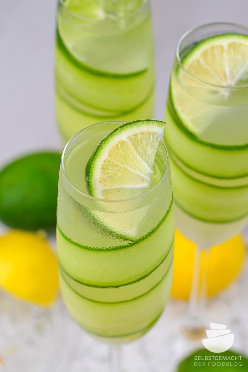 Rezeptbild: Gimlet Welcome Drink mit Limette und Holunderblütensirup (mit und ohne Alkohol)