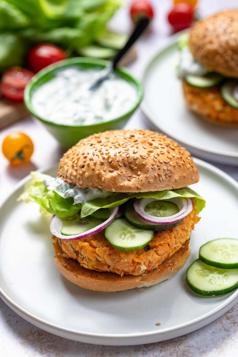 Vegetarische Burger aus Süßkartoffeln und Kichererbsen von Frau Podenco ...