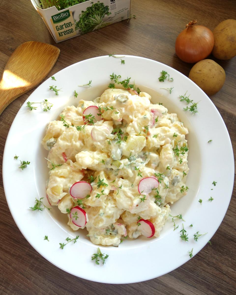 Rezeptbild: Kartoffelsalat mit Kresse, Radieschen und Mayonnaise