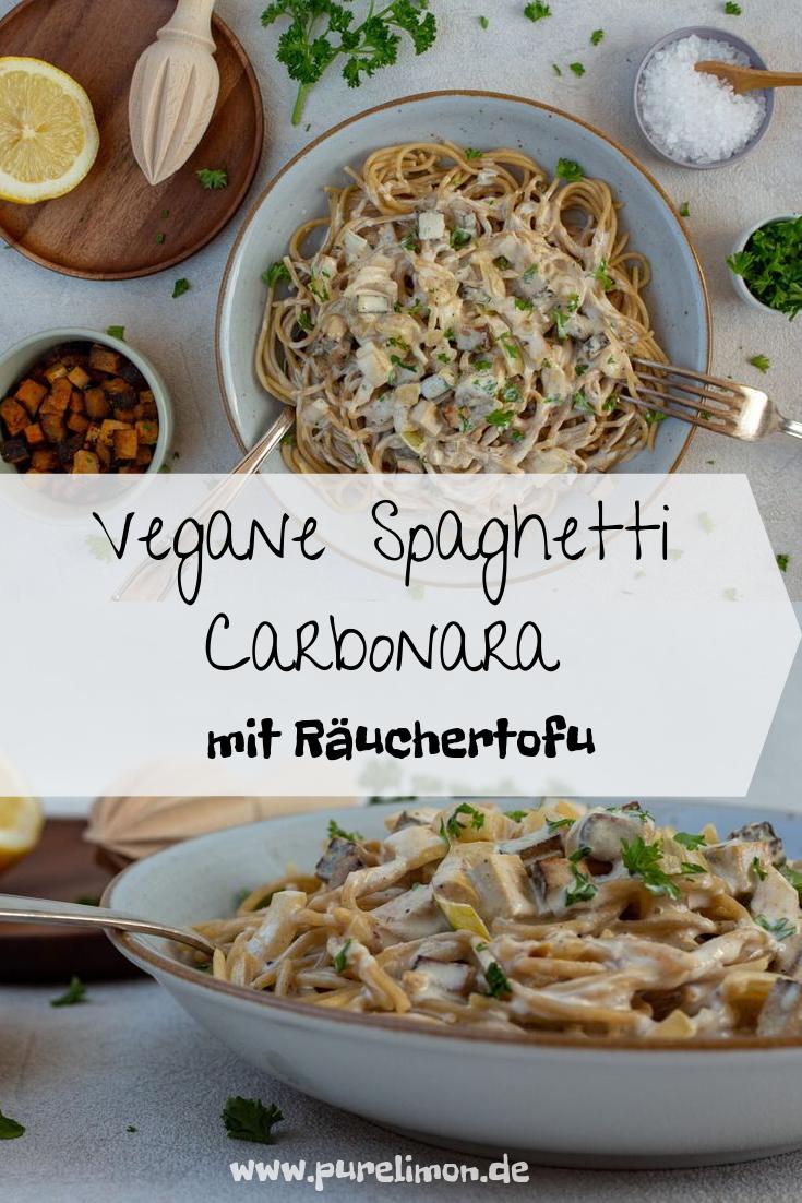 Rezeptbild: Vegane Spaghetti Carbonara mit Räuchertofu