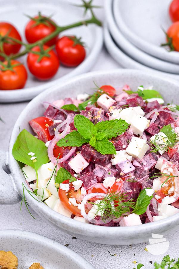 Rezeptbild: Rote Beete Salat mit Feta in 10 Minuten