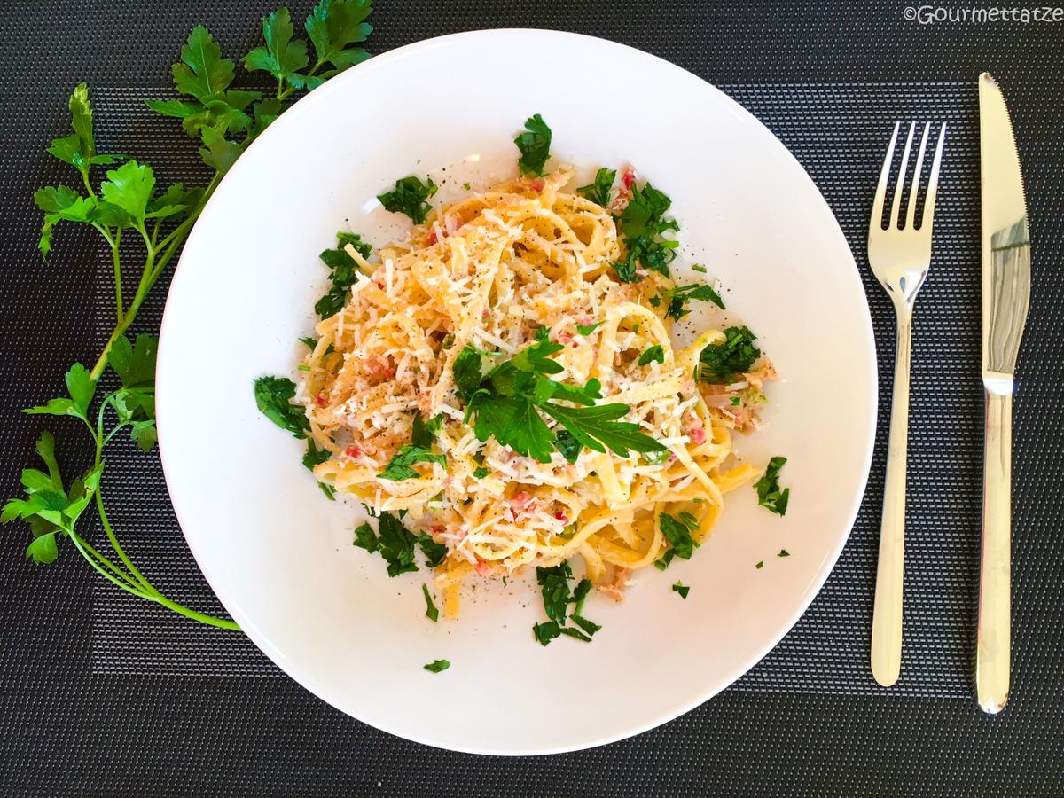 Rezeptbild: Pasta mit zitroniger Thunfisch-Carbonara