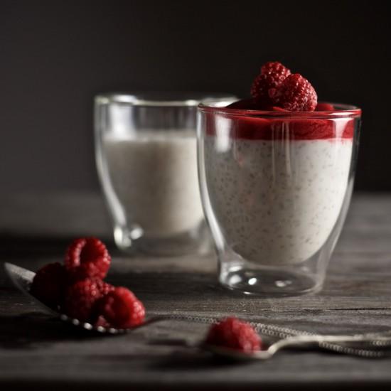 Rezeptbild: Tapiokapudding mit Himbeermus