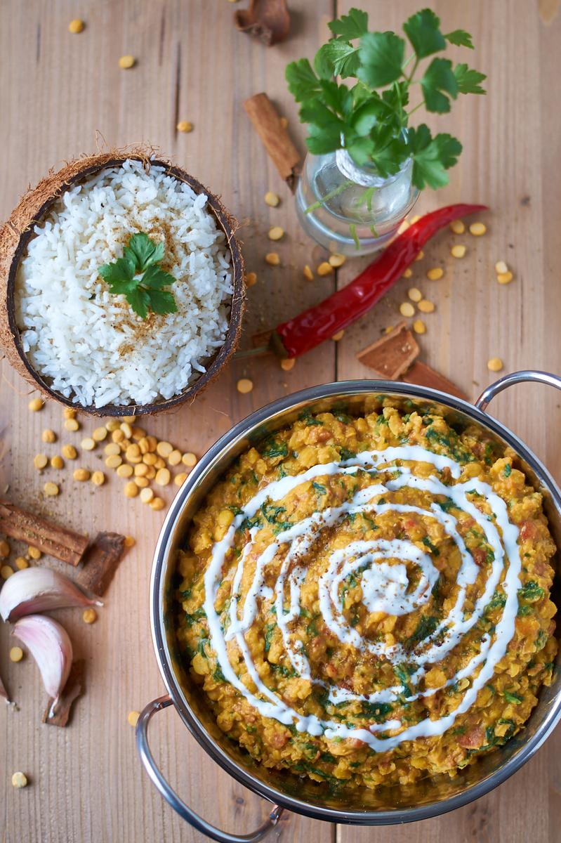 Rezeptbild: Palak Chana Dal | Indisches Linsengericht mit Kichererbsen und Spinat