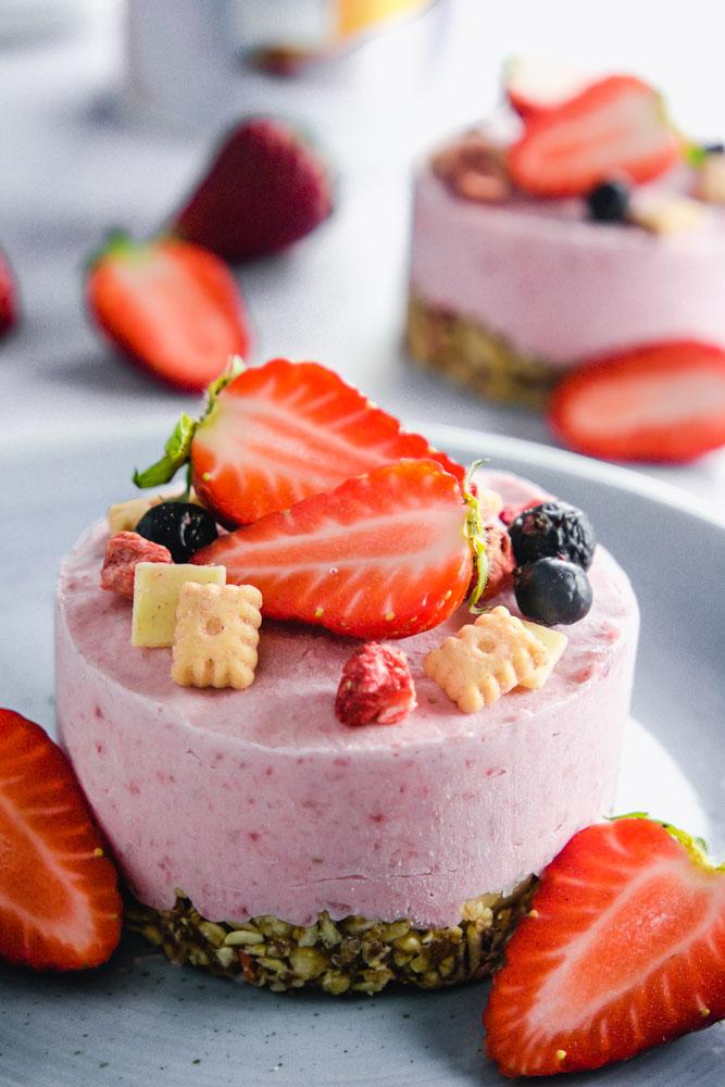 Rezeptbild: Veganer Erdbeer Cheesecake