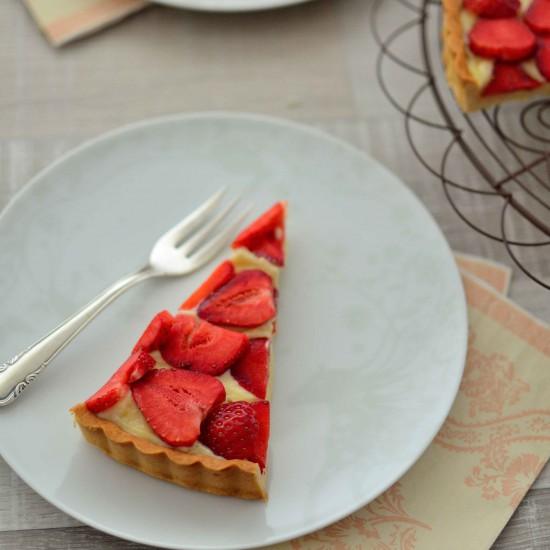 Rezeptbild: mürbe Erdbeer-Vanille-Tarte
