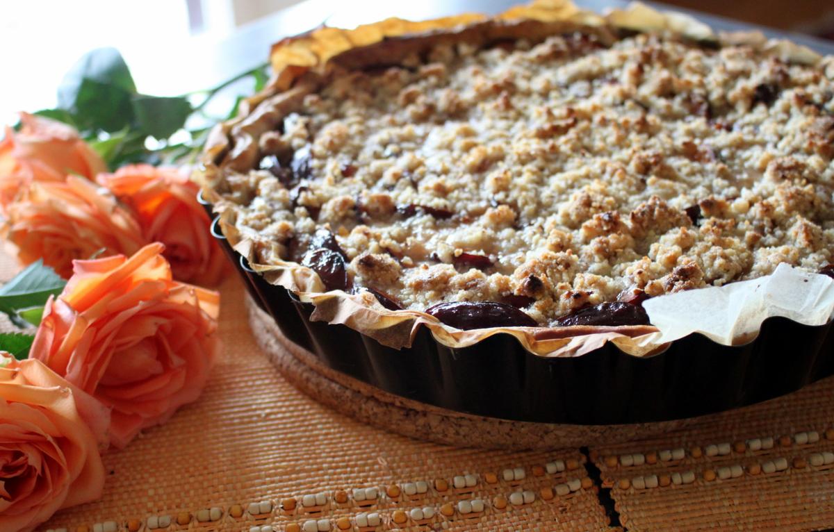 Rezeptbild: Zwetschgenwaehe mit Mandel Sreuseln