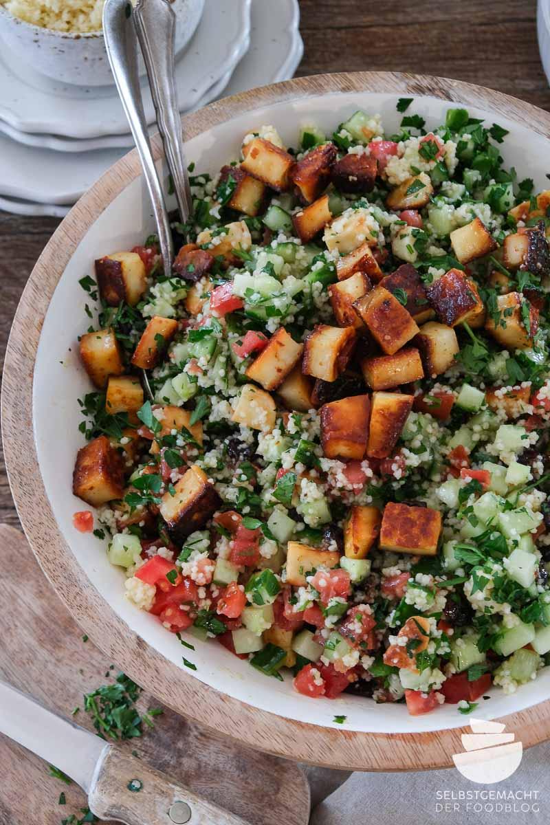 Rezeptbild: Halloumi Salat mit Couscous und Cranberrys