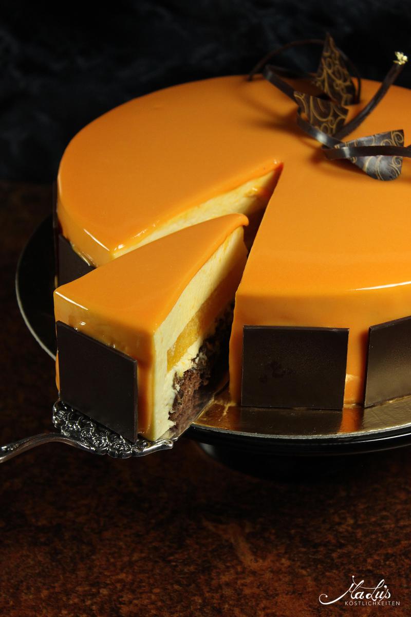 Rezeptbild: Orangentorte mit Schokoladenknusperboden und Glanzglasur