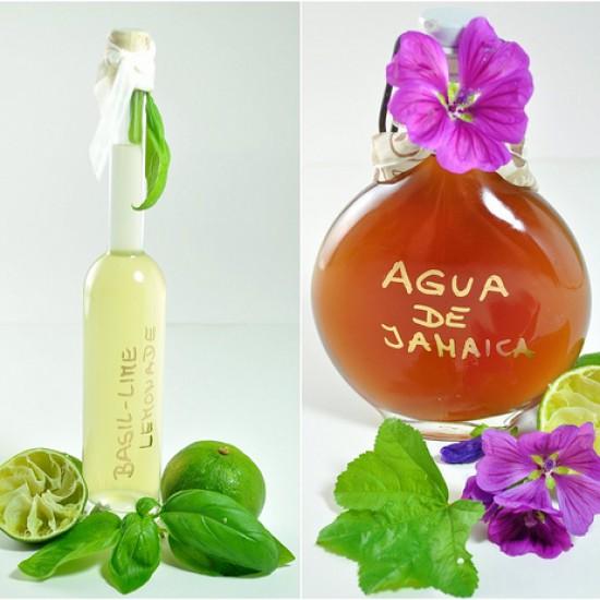 Rezeptbild: Agua de Jamaica und Basilikum-Limetten Limonade