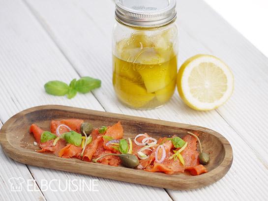 Rezeptbild: Rotlachs-Carpaccio mit Lemon-Confit 