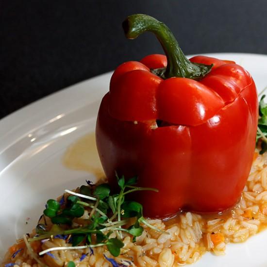 Rezeptbild: Gefüllte Paprika mit Provence-Reis aus dem Dampfgarer