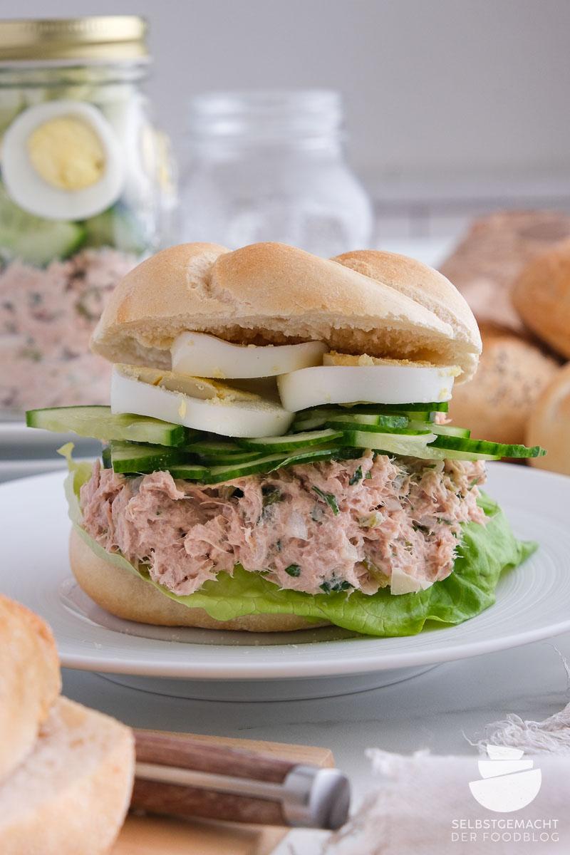 Rezeptbild: Thunfisch Sandwich mit Ei und Gurke