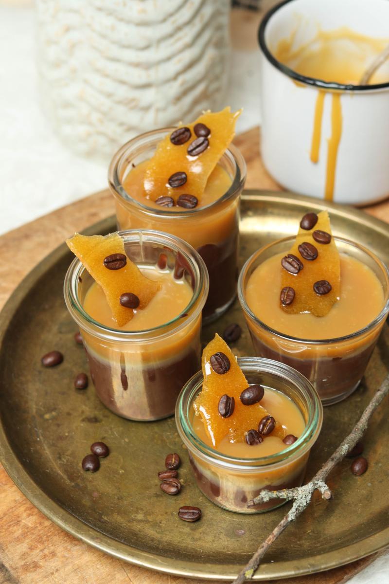 Rezeptbild: Schokoladen-Espresso-Pudding mit Karamellcreme