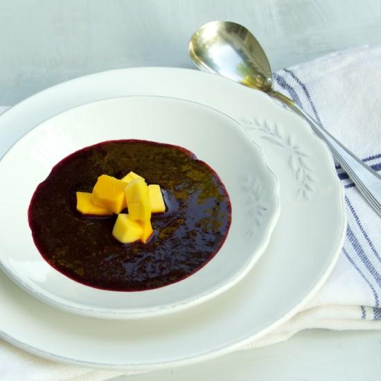 Rezeptbild: Blaubeer-Mango Suppe