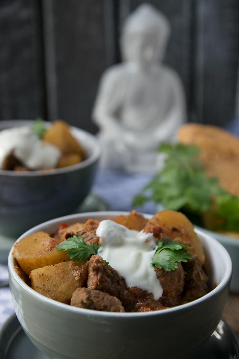 Rezeptbild: Curry Kartoffel Rindfleisch Topf