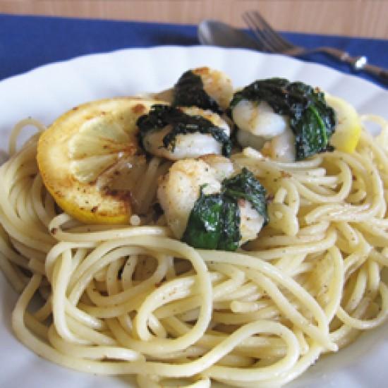 Rezeptbild: Spaghetti mit Bärlauchgarnelen