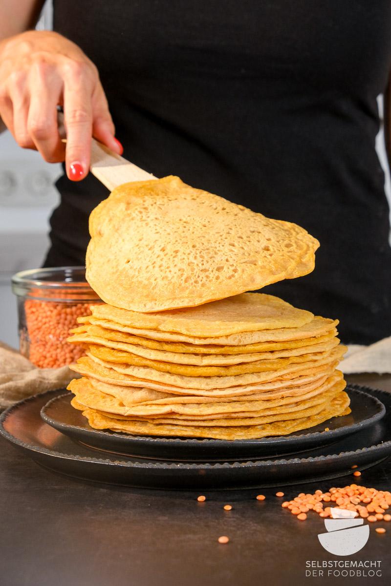 Rezeptbild: Einfache Linsen Pfannkuchen aus 2 Zutaten