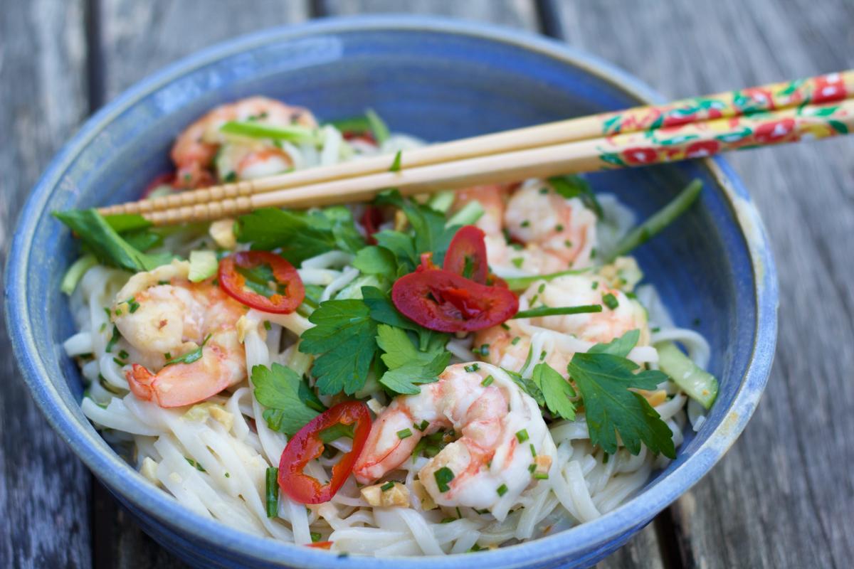Rezeptbild: Reisnudel Salat mit Shrimp