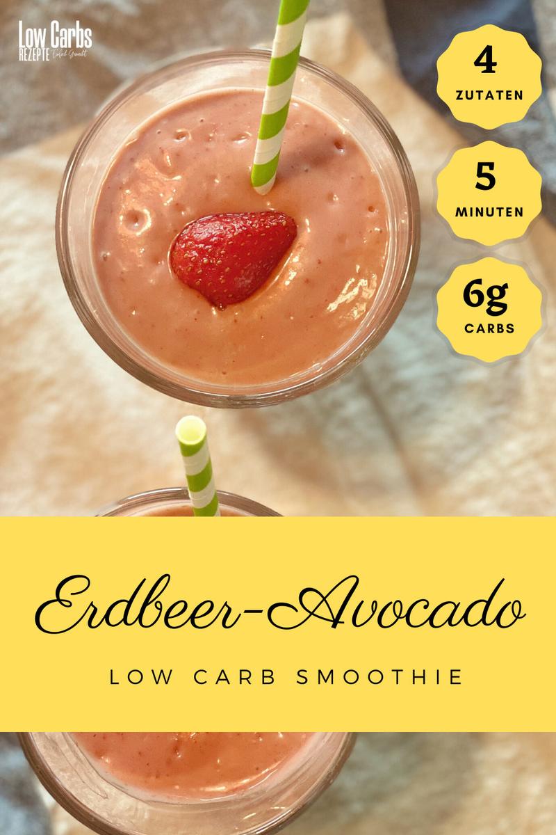 Rezeptbild: Erdbeer-Avocado Low Carb Smoothie Rezept mit Mandelmilch - 4 Zutaten