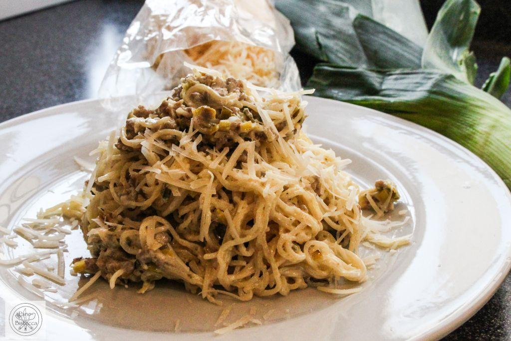 Rezeptbild: Pasta mit Lauch-Schweinefleisch Sauce