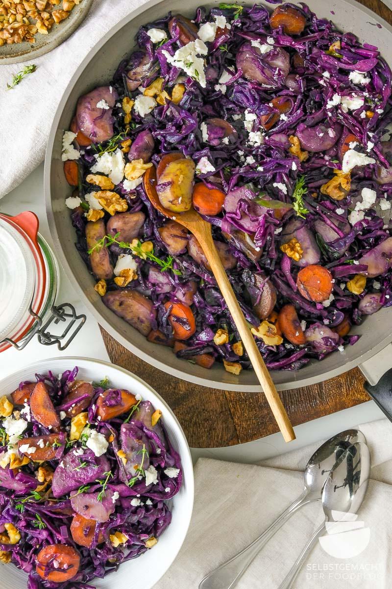 Rezeptbild: Rotkohl Pfanne mit Kartoffeln (vegetarisch)