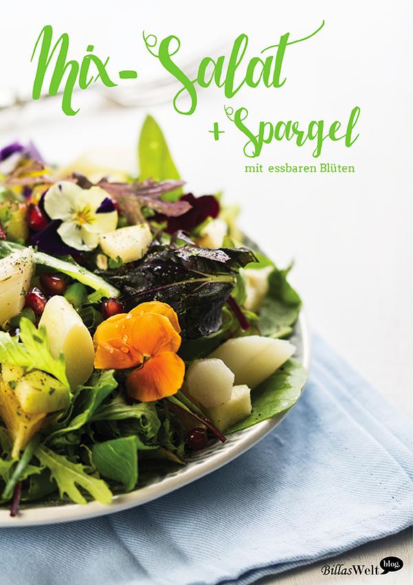 Rezeptbild: Mix-Salat und Spargel mit essbaren Blüten