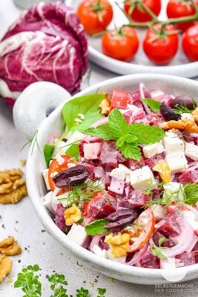 Rezeptbild: Rote Bete Salat mit Feta ganz einfach