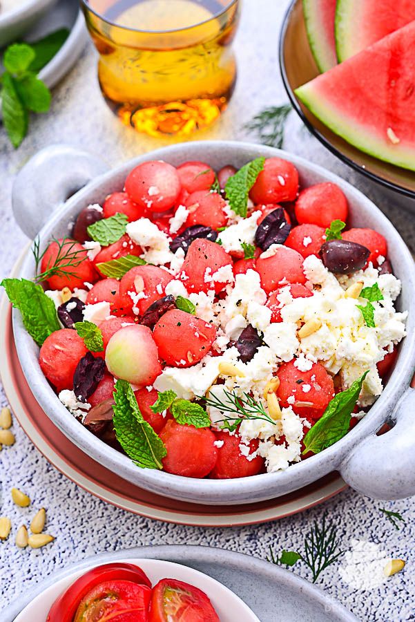 Rezeptbild: Wassermelone Feta Salat als Sommersalat