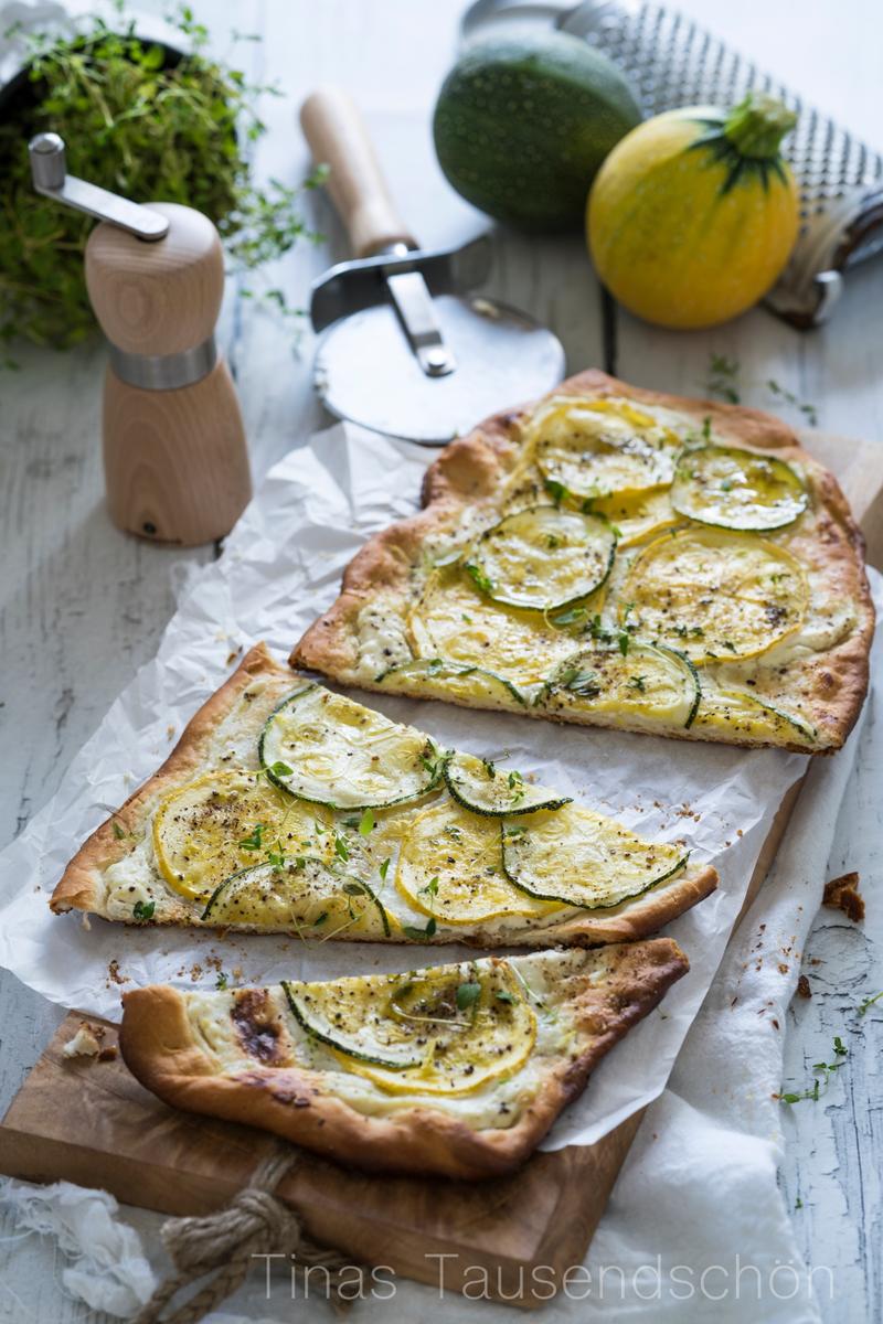 Rezeptbild: Zucchini Flatbread mit Zitronen Ricotta