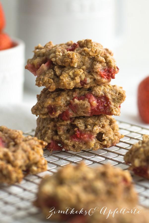 Rezeptbild: Gesunde und vegane Erdbeer-Cookies