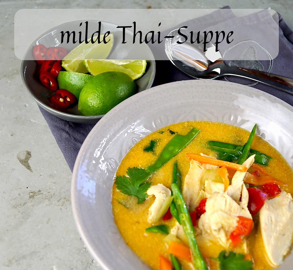 Rezeptbild: milde Thai-Suppe mit Huhn und Gemüse