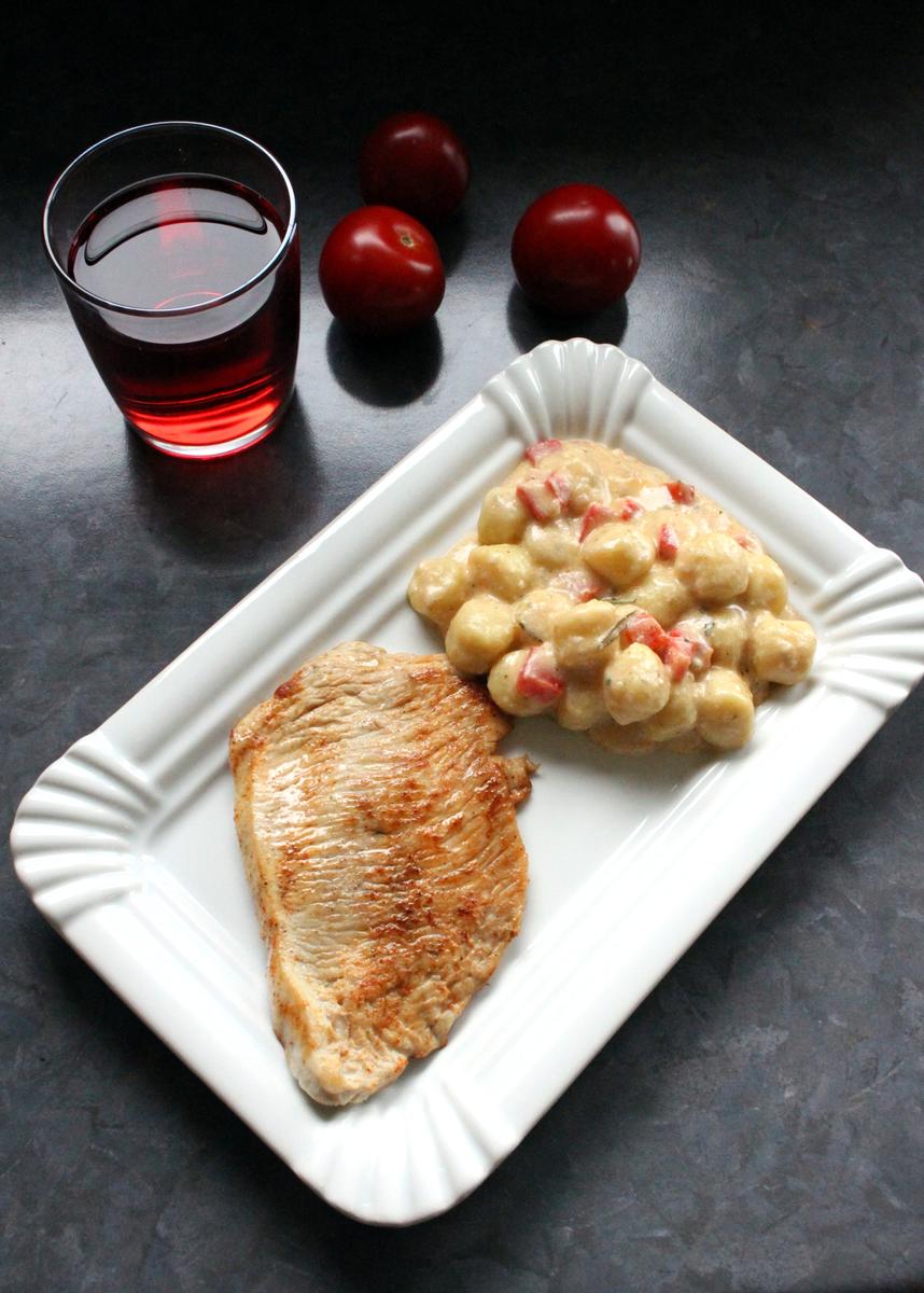 Rezeptbild: Scaloppine di Tacchino con Gnocchetti al Formaggio!