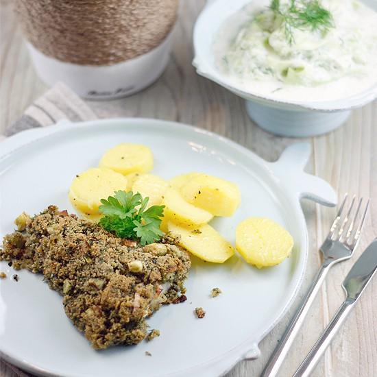 Rezeptbild: Seelachs Bordelaise mit Gurkensalat à la Tim Mälzer