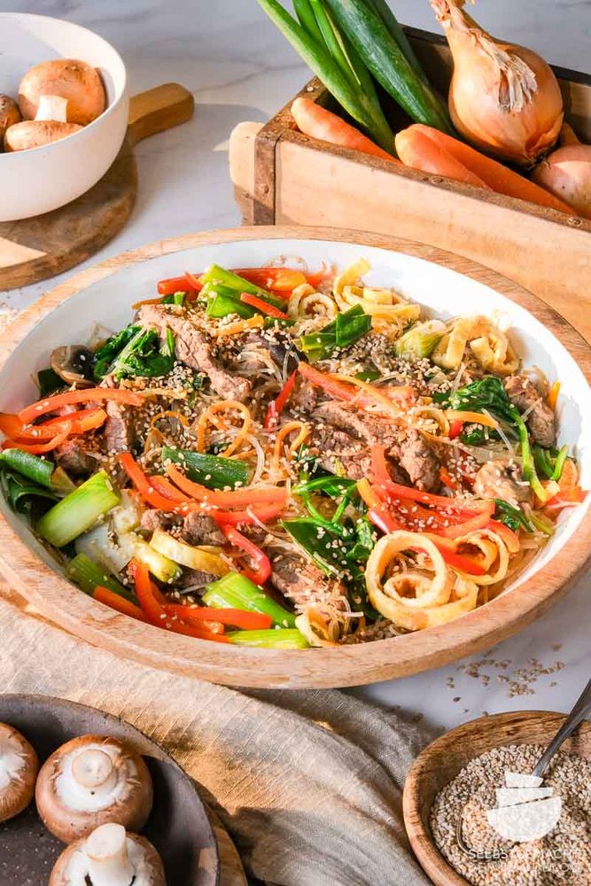 Rezeptbild: Japchae – Koreanischer Glasnudelsalat