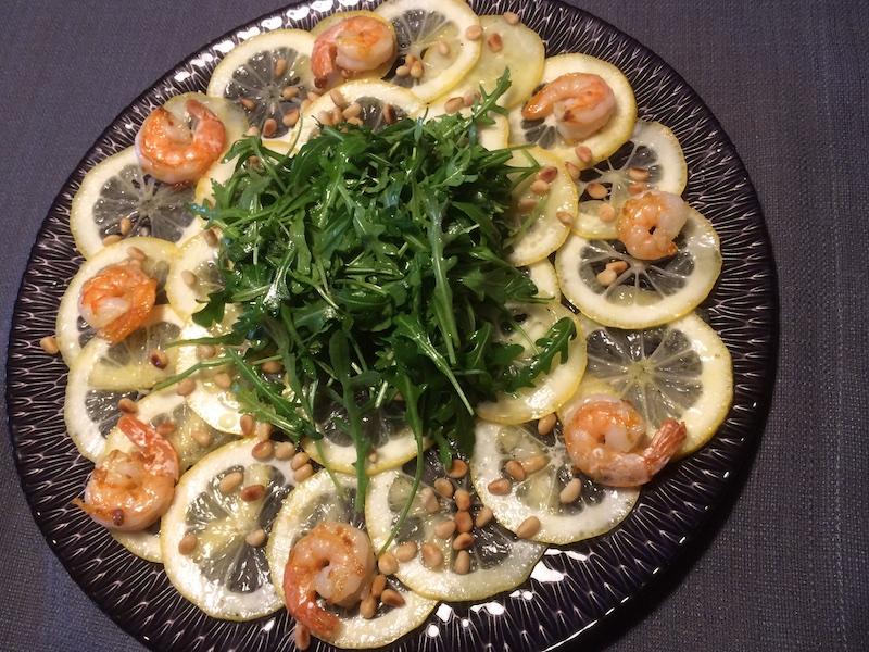 Rezeptbild: Cedratzitronen mit Rucola und Garnelen