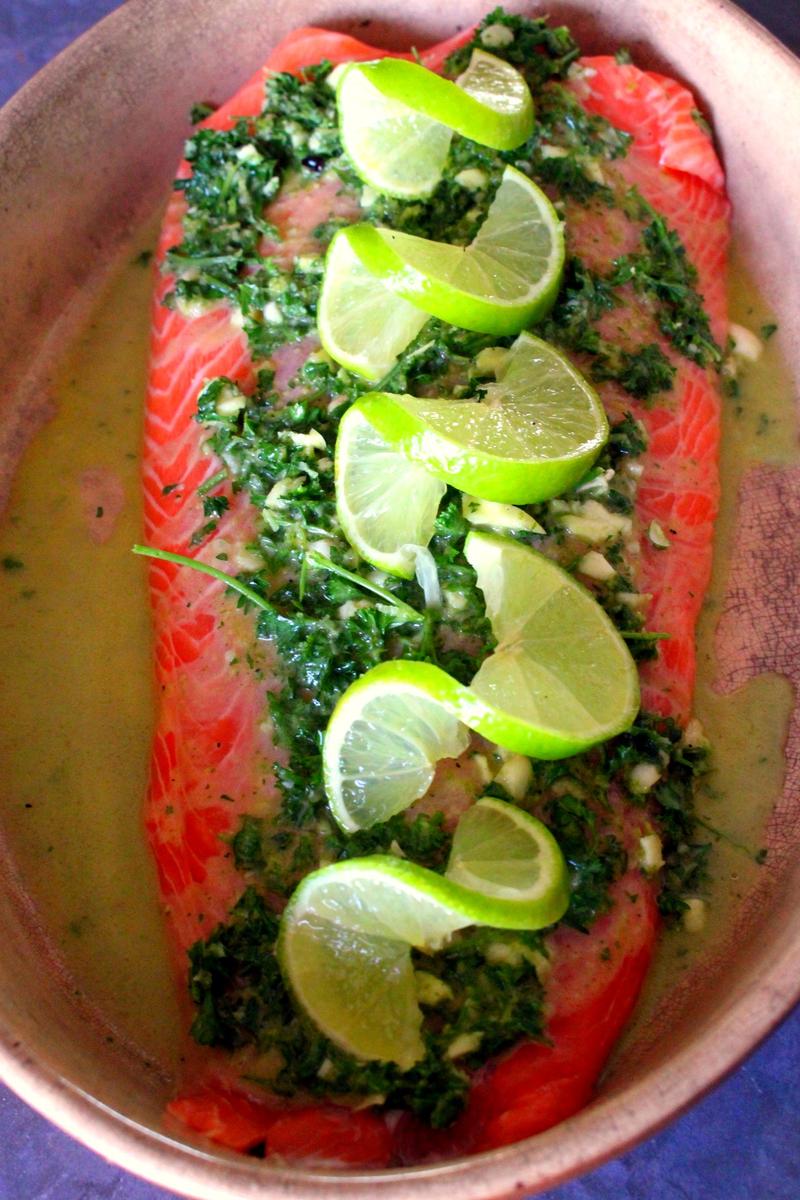 Rezeptbild: Lachs mit Petersilien-Limetten Pesto