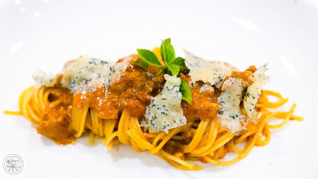 Rezeptbild: Spaghetti mit Bauchspeck und Blauschimmelkaese