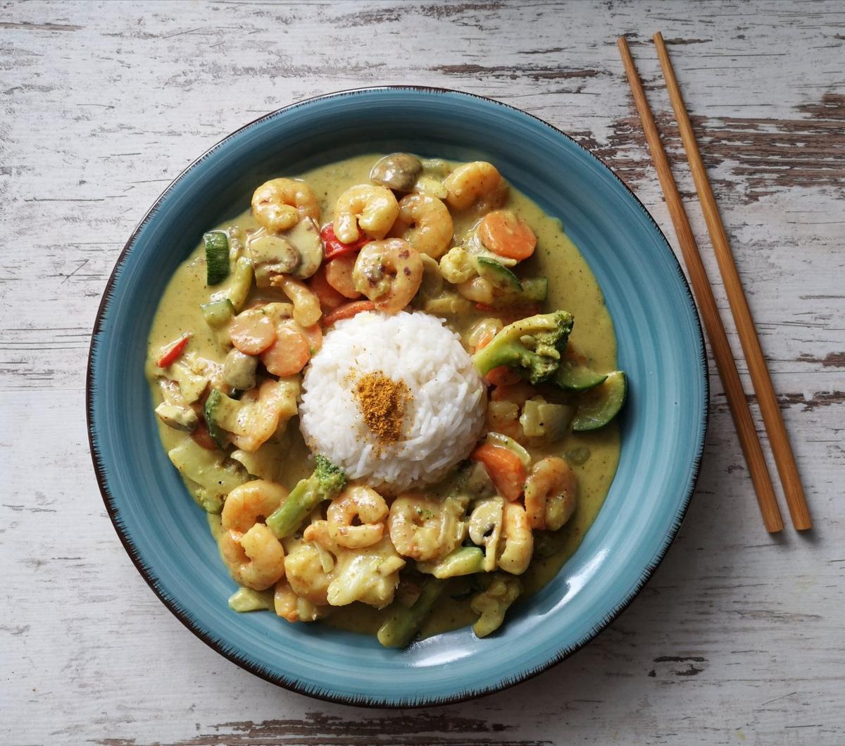 Rezeptbild: Garnelen Curry mit Reis