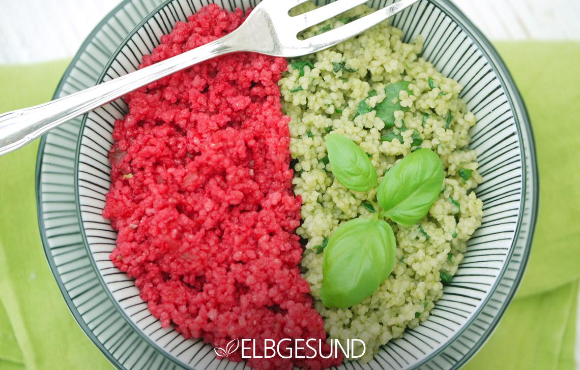 Rezeptbild: Couscous-Bowl in rot-grün macht glücklich!