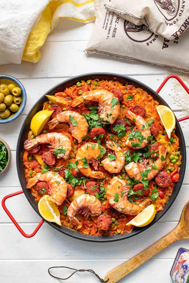 Rezeptbild: Paella mit Garnelen und Chorizo